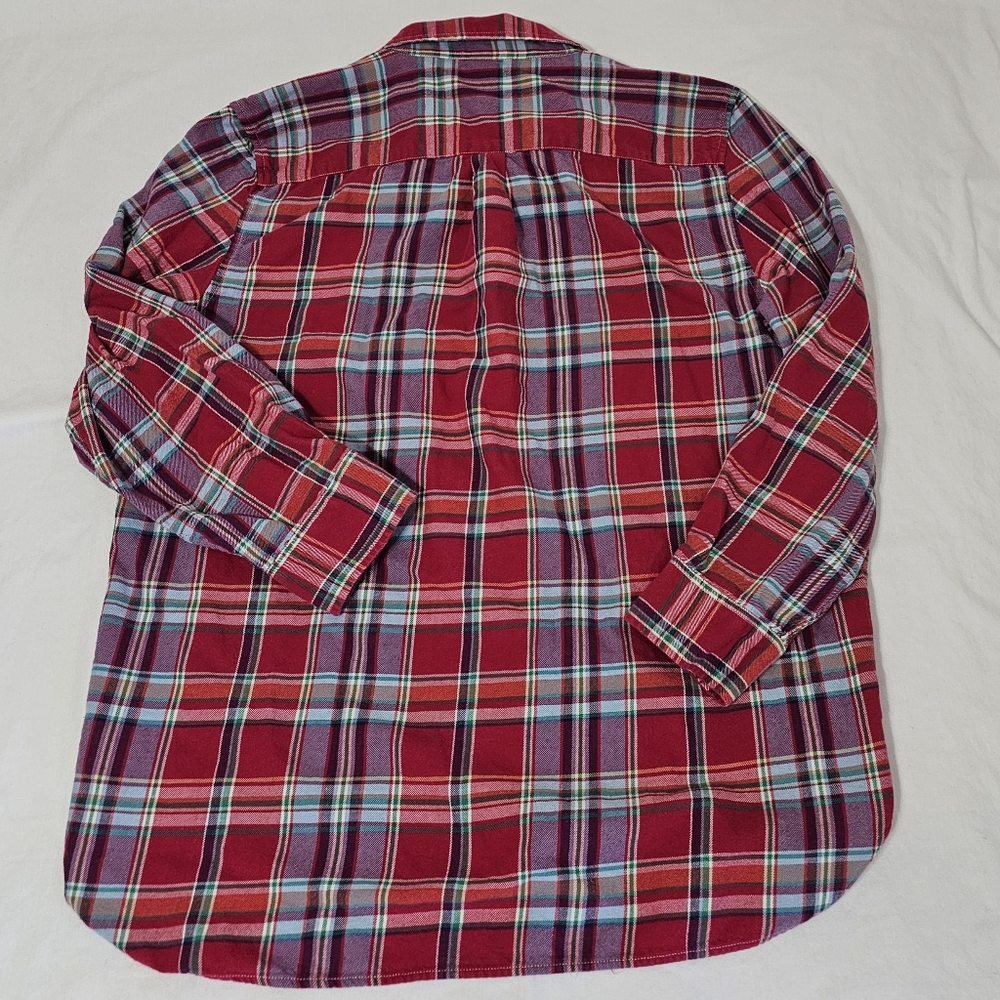 Ralph Lauren LRL Plaid Button Down Shirt XL Red Cotton Classic Preppy - Picture 3 of 6